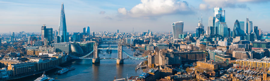 High angle view of buildings in city