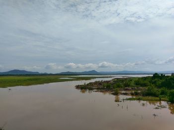 Scenic view of lake against sky