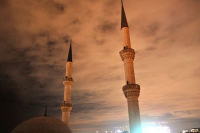 Communications tower at night