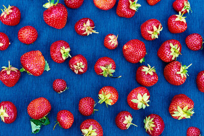 High angle view of strawberries