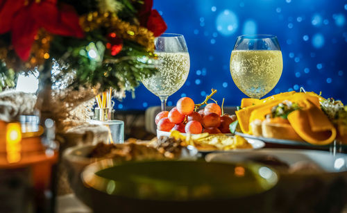 Close-up of wine on table