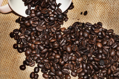 High angle view of coffee beans