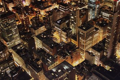 Aerial view of illuminated cityscape