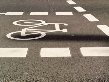 Close-up of bicycle lane