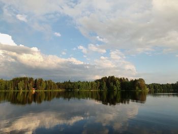 Scenic view of lake against sky