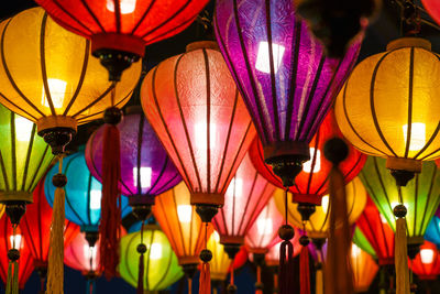 Low angle view of illuminated lanterns