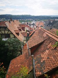 High angle view of townscape against sky