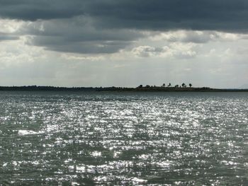 Scenic view of sea against cloudy sky