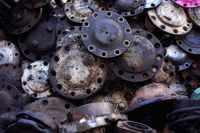 Full frame shot of rusty objects