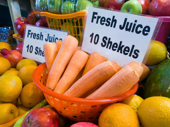 Various fruits for sale at market stall