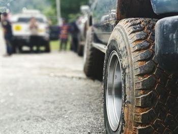 Close-up of a vehicle on the road