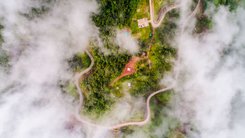 Aerial view of road on field 