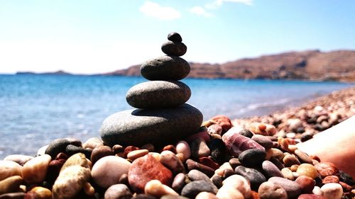 Stack of stones on beach