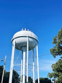 Low angle view of built structure against clear blue sky