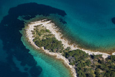 High angle view of coastline in adriatic sea, croatia