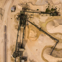 High angle view of machinery on land