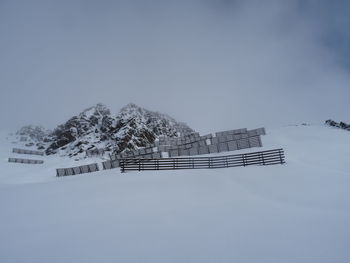 Scenic view of snow covered mountain against sky