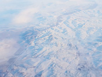High angle view of snow covered landscape