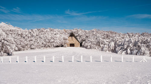 Little church on snow