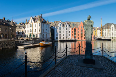 Canal passing through city buildings