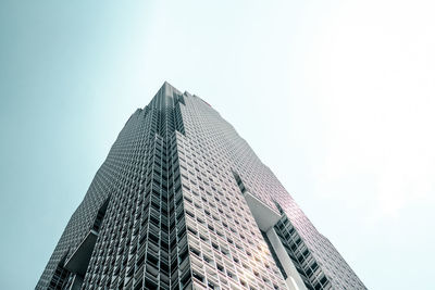 Low angle view of modern building against clear sky