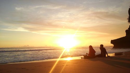 Scenic view of sea during sunset