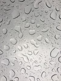 Full frame shot of raindrops on glass