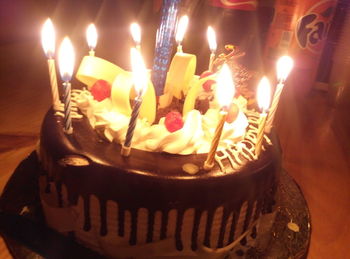 Close-up of cake on table