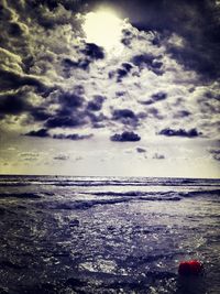 Scenic view of sea against cloudy sky