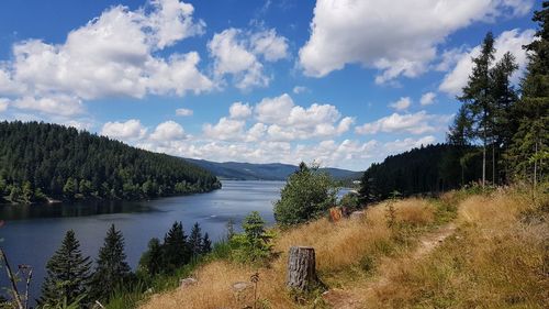 Scenic view of lake against sky