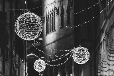 Christmas lights. suggestions of udine in black and white