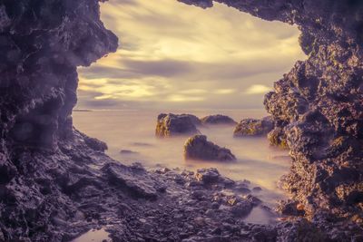 Scenic view of sea against sky during sunset