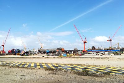 Construction site against blue sky