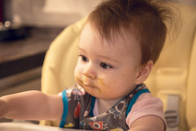 Close-up portrait of cute baby girl