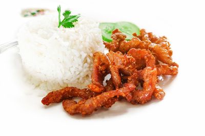 Close-up of meal served in plate