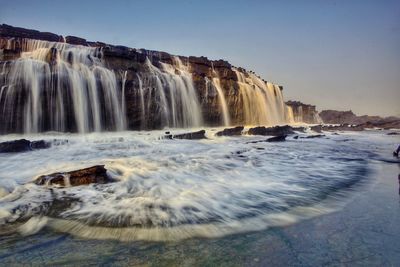 Scenic view of waterfall