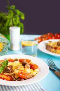 Close-up of food in plate on table