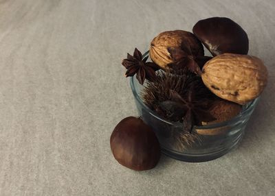 High angle view of dried fruits on table