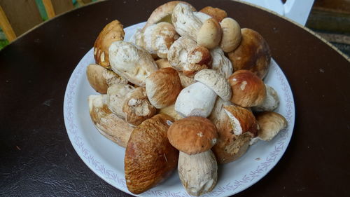 Close-up of mushrooms in plate