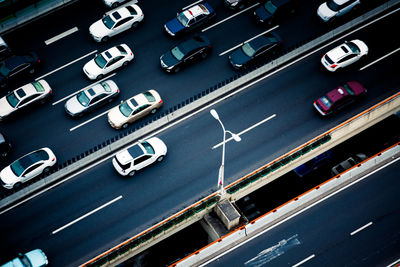 High angle view of traffic on road