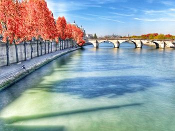 Bridge over river against sky