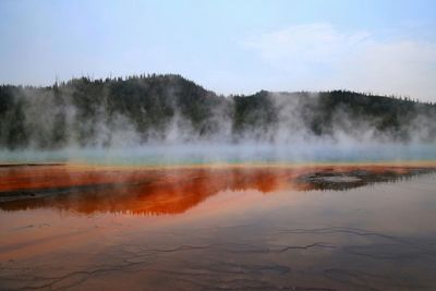 Scenic view of lake at national park against sky