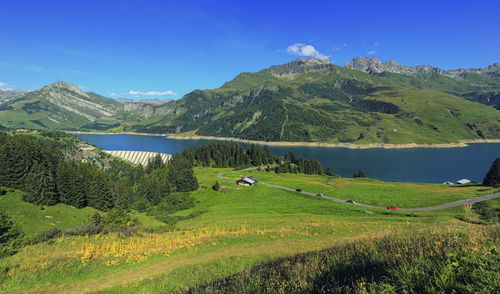 View on gruyere lake by day, switzerland