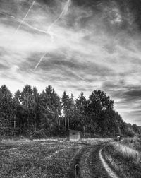 Road passing through field