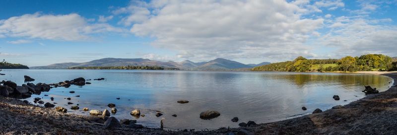 Panoramic view of lake against sky