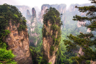 Scenic view of rock formations at wulingyuan scenic area