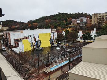 High angle view of buildings in town