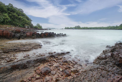 Sekupang beach batam, indonesia. scenic view of sea against sky