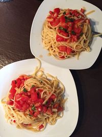 Close-up of noodles served in plate