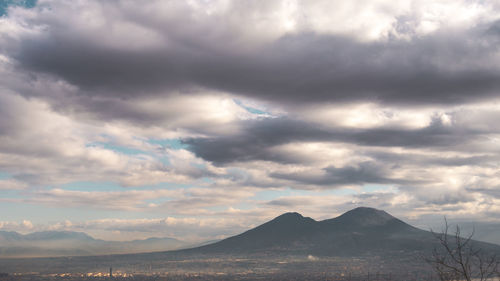 View of the city of naples and vesuvius volcano from the national museum of san martino